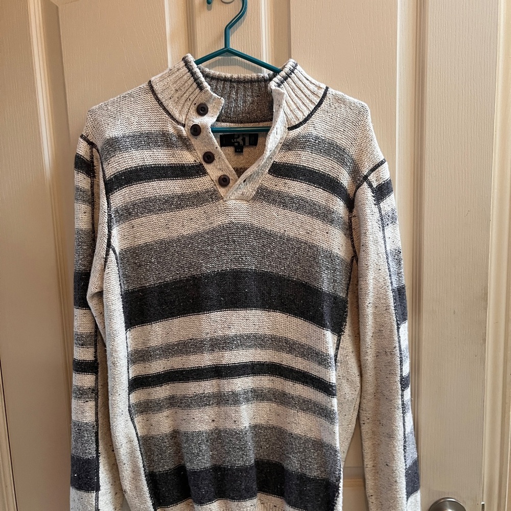 Simons Men's Sweater - Cream and Black